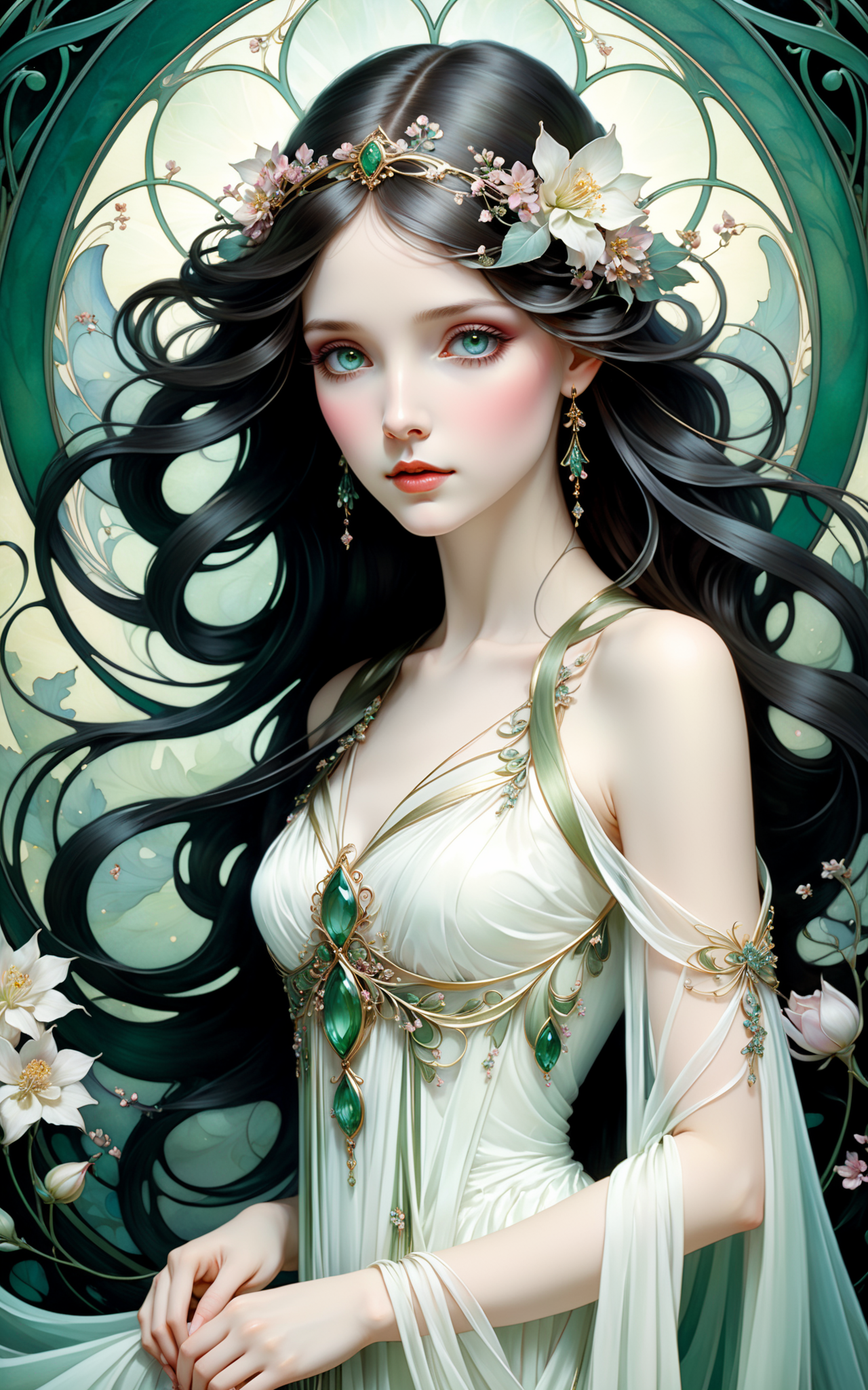 06534-350016171-A delicate portrait, dynamic pose art nouveau and Alphonse Mucha, Tim Burton, Anna Dittmann style, a ethereal spirit of a beauti.png